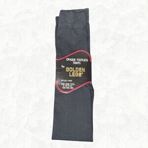 Nylon Golden Legs Black Opaque Footless Tights with Lace - One Size